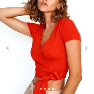Wilfred | All Tied Up Waist Knit Top - Red - Size Medium